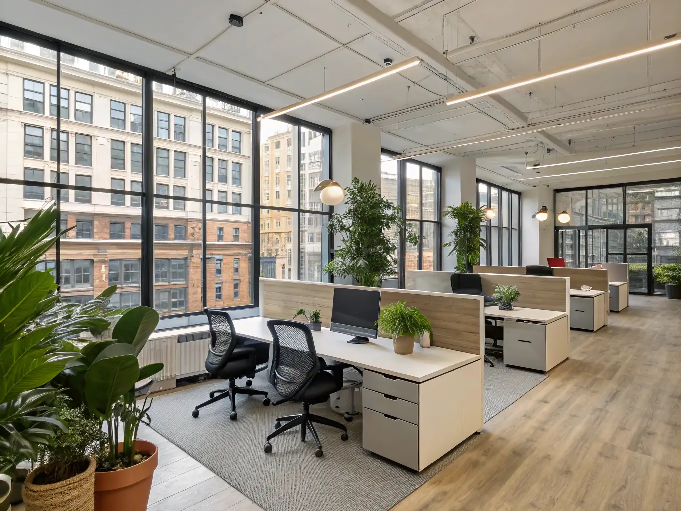 A newly renovated commercial office space with modern design and efficient layout by ProDone Renovation Group.
